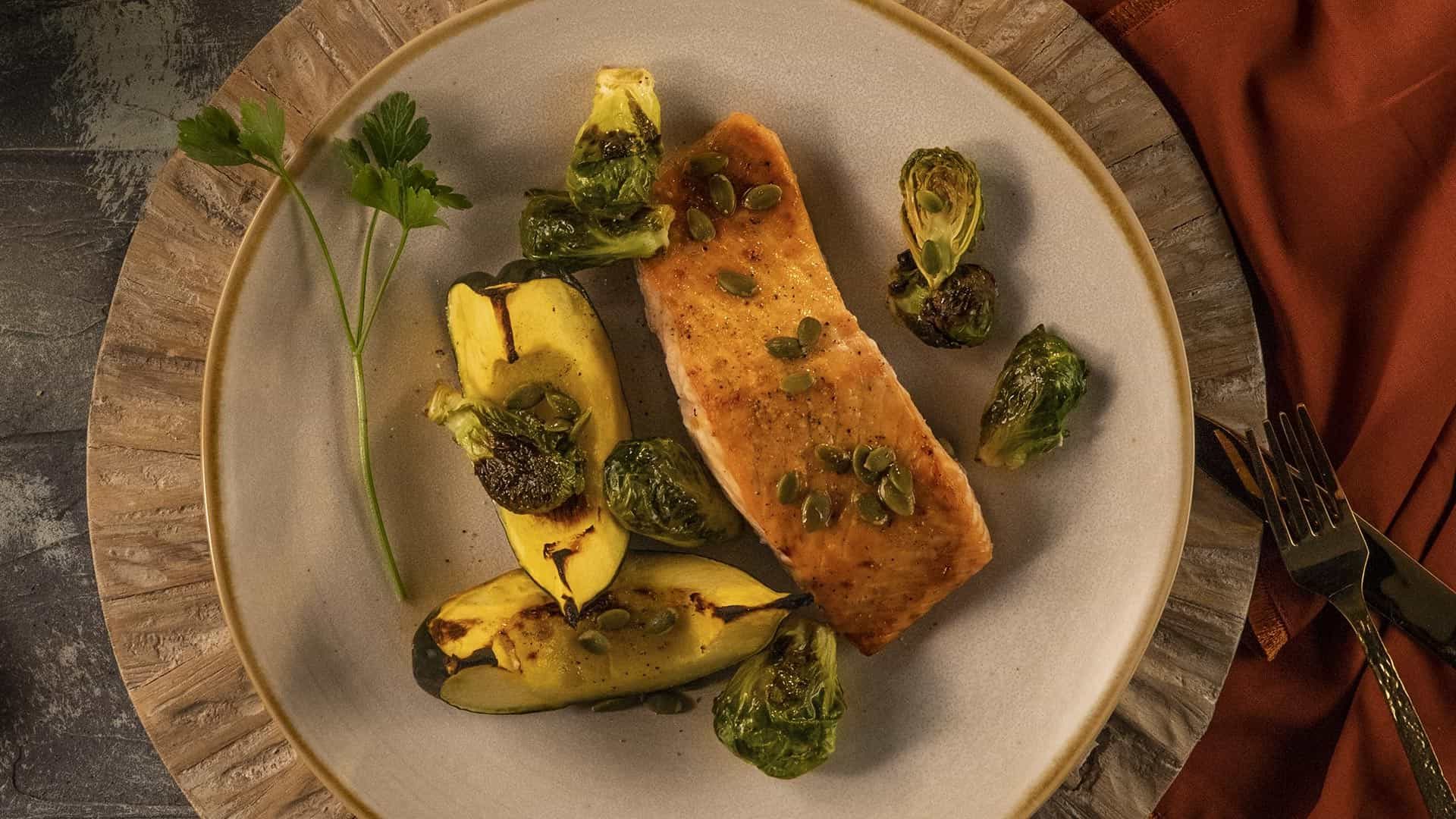 Salmon with Acorn Squash & Pumpkin Seeds